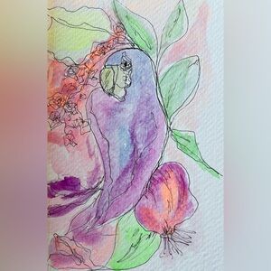 Hand painted original watercolor bird small